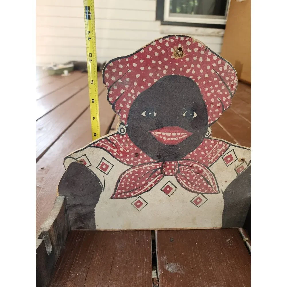 Antique Mammy Wooden Paper Towel Holder RARE